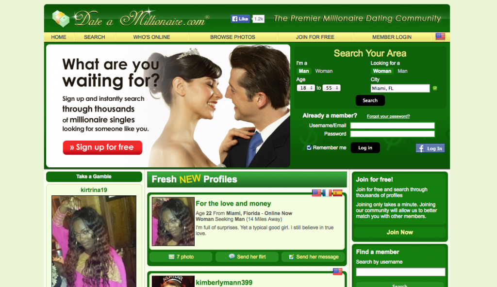 Date A Millionaire Homepage