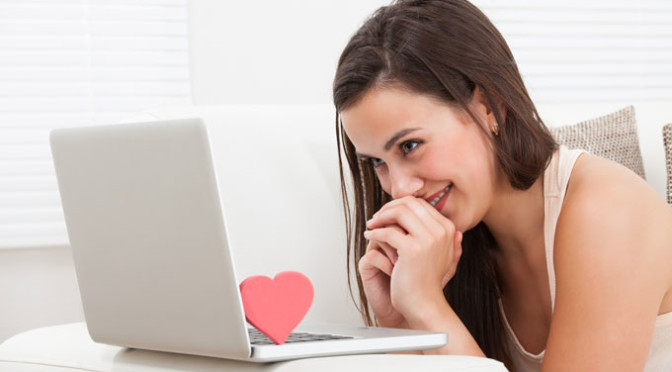 Girl browsing through guys' profiles on adult dating sites