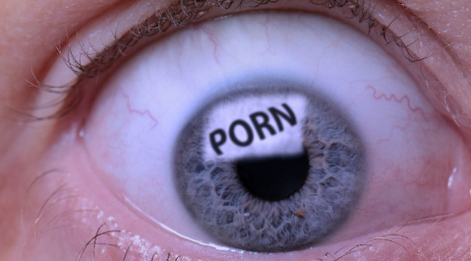 Eye of a man addicted to pornography