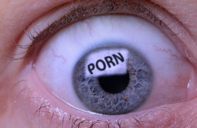 Eye of a man addicted to pornography